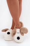 Furry Ladies Slippers Dogs Beige Faylen