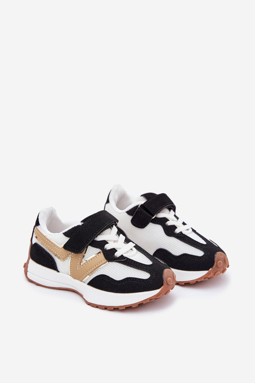Dziecięce Sneakersy Na Rzep Biało-Czarne Tezzu