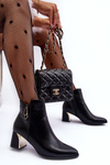 Leather Lined Ankle Boots On Heel Black Amanis