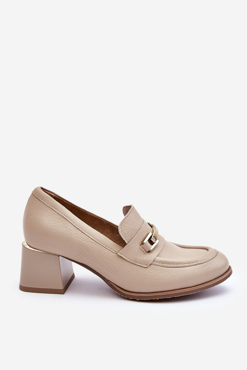 Comfortable Leather Pumps Beige Damira