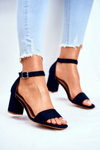 Suede Sandals On A Block Heel Vinceza 20-17058 Navy