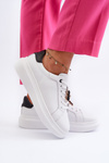 Women's Leather Sneakers with Bear White Mirven