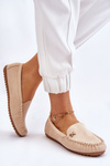 Women's Suede Loafers With Embellishments Beige Leah
