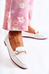 Women's Leather Loafers With Decorative Pearls White Sergia