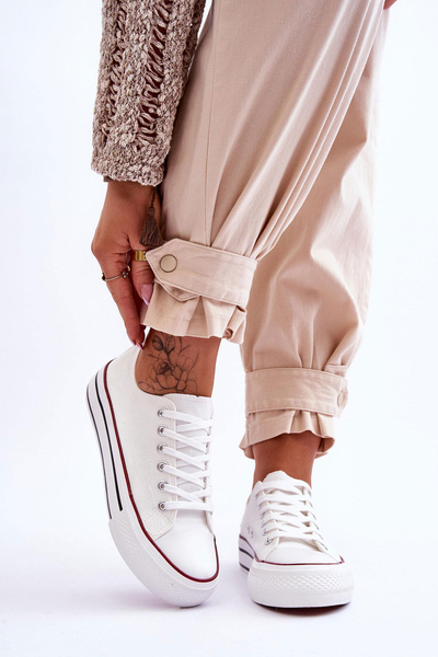 Trampki Damskie Masywna Platforma Białe Ember