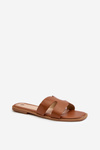 Women's Flat Sandals with Cutouts Brown Fiviama