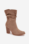 Women's Block Heel Ankle Boots with Ruching Beige Jovessa