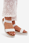 Women's Sandals With Weaving On Decorated Platform White Velara