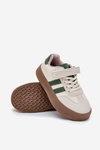 Dziecięce Sneakersy Na Platformie Beżowo-Zielone Sopiaella