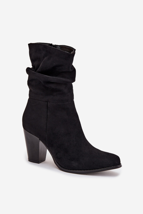 Women's Block Heel Ankle Boots with Ruching Black Jovessa
