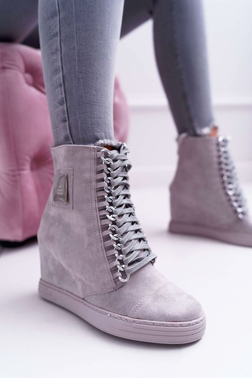 Women's Lu Boo Sneakers With Chains Suede Gray Monica