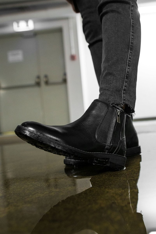 Men's Big Star Leather Booties Black EE174287