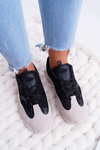 Sporty Women's Shoes Airy Fabric Black Beige Thai
