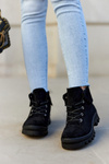 Suede Trapper Boots Tiered Black Dalles