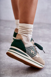Fashionable Women's Sport Shoes On A Wedge Beige-Green Aronne