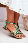 Elegant Sandals With Floral Pattern Green Brooke