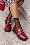 Women's Lacquered Brogues with Straps Burgundy Terione