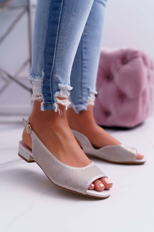 Women's Flat Heel Sandals Sergio Leone SK809 Beige Skaldo