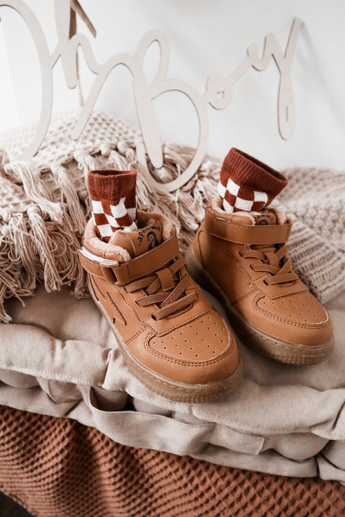 Children's Insulated High Sneakers Camel Clafi