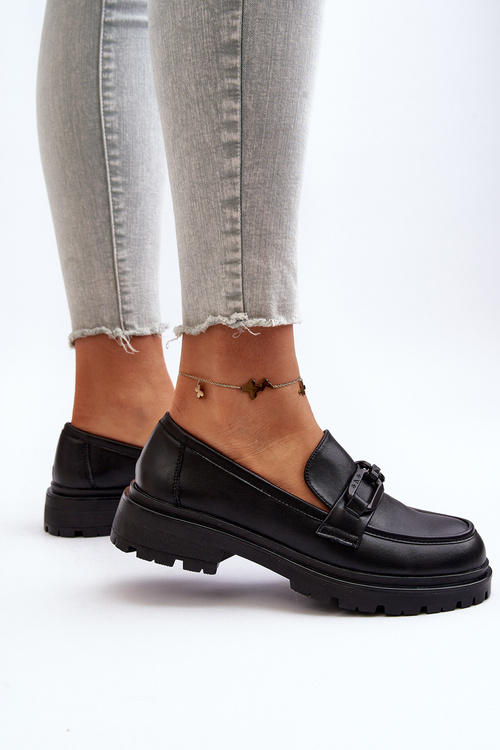 Women's Genuine Leather Moccasins Black Imbleria