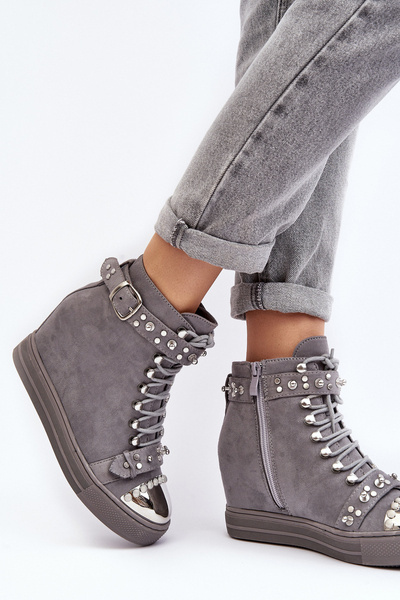 Women's Insulated Wedge Boots With Jets Suede Black Lu Boo
