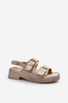 Women's Sandals with Buckles Eco Leather Golden Konanttia
