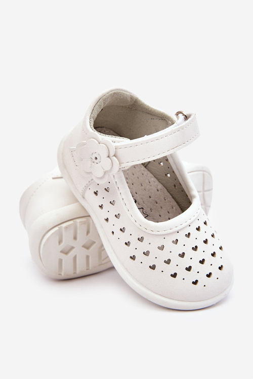 Children's high openwork ballerinas with Velcro White Jianna