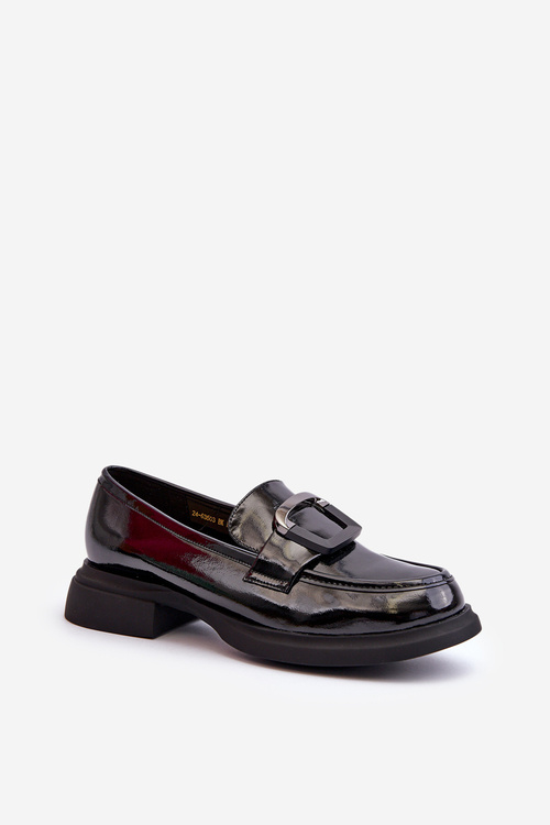 Black Women's Patent Leather Moccasins Fidodia