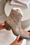 Women's Cowboy Boots With Zipper Animal Print Gold Merisine