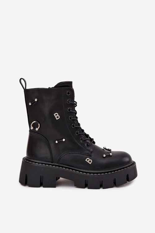 Womens Work Boots With Decorations Insulated Black Lunea