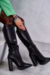 Classic Leather Boots On Heel Black Tressa
