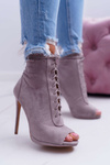 Lu Boo Lace-up Grey Open Heel Sandals Boots Natasha
