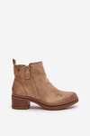 Suede boots on a low post Beige Laurisa