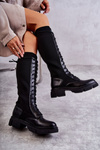 Women's Boots With Socks On Flat Heels Black Verano