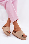 Women's sandals on massive platform eco suede Khaki Vinnibe
