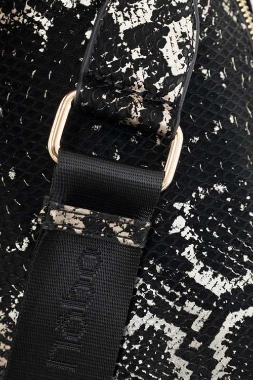 Torebka Listonoszka Klasyczna Wężowy Wzór Czarno-Złota NOBO N1340-CM23