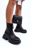 Women's Boots on a Chunky Platform with a Zipper Black Kusma 