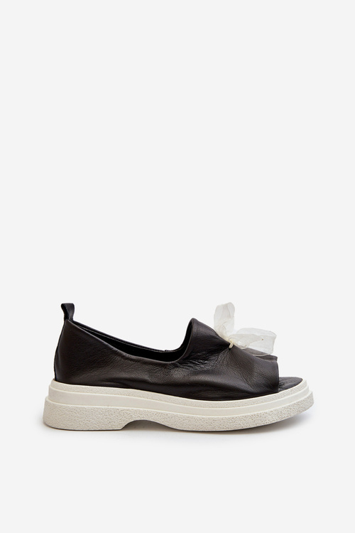 Zazoo 2939 Women's Leather Sandals with Bow Black