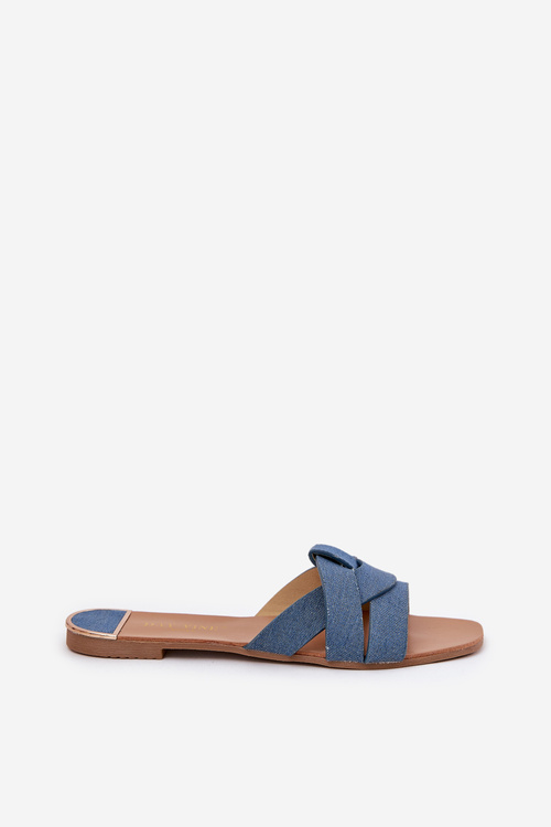 Flat Women's Sandals With Intertwining Straps Denim Selaenor