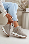 Insulated Leather Sports Shoes on Platform Grey Adite