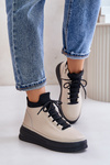 Buty Sportowe Na Platformie Skóra Naturalna Lekkie Beżowe Artiker 55C0554