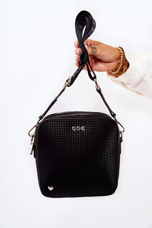 Leather Messenger Bag With Heart GOE ZNJ015 Black