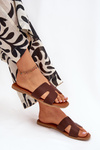 Women's Flat Sandals With Cutouts Dark Brown Salyra