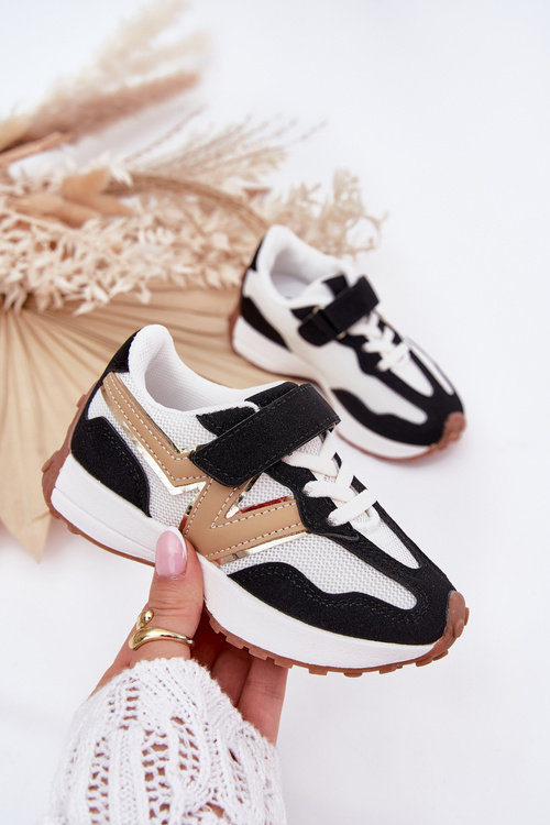 Dziecięce Sneakersy Na Rzep Biało-Czarne Tezzu 