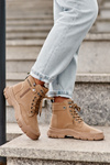 Women's Fleece-Lined Suede Trapper Boots Beige Jailina