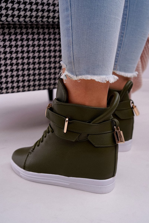 Women's Sneakers On Anchor Gold Padlock Olive Tersey