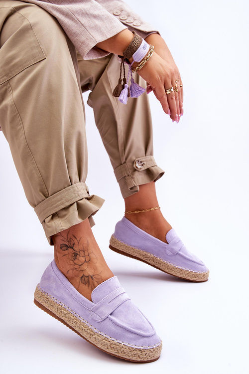 Espadryle Damskie Zamsz Fioletowe Keyla