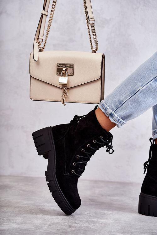 Women's Suede Warm Boots With Zipper Black Emilien