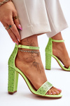 Women's High Heel Sandals With Zircons Green Idealistic