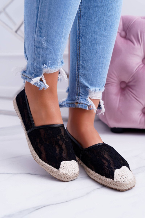 Lu Boo | Black Lace Espadrilles Hilary Tennis Shoes